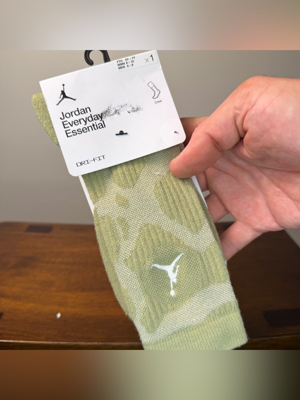 Nike Jordan Everyday Essential Dri-FIT Crew Socks Green Olive M FZ2017-215 NWT